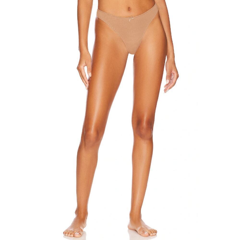 Eberjey Women's Mocha Pima Stretch Cotton Thong Size XS/S